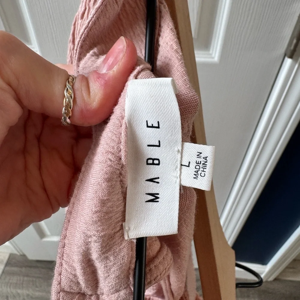 Anthropologie MABLE ROSE COLOR ROMPER PEASANT SLEEVES DEEP‎ POCKETS nwot Large